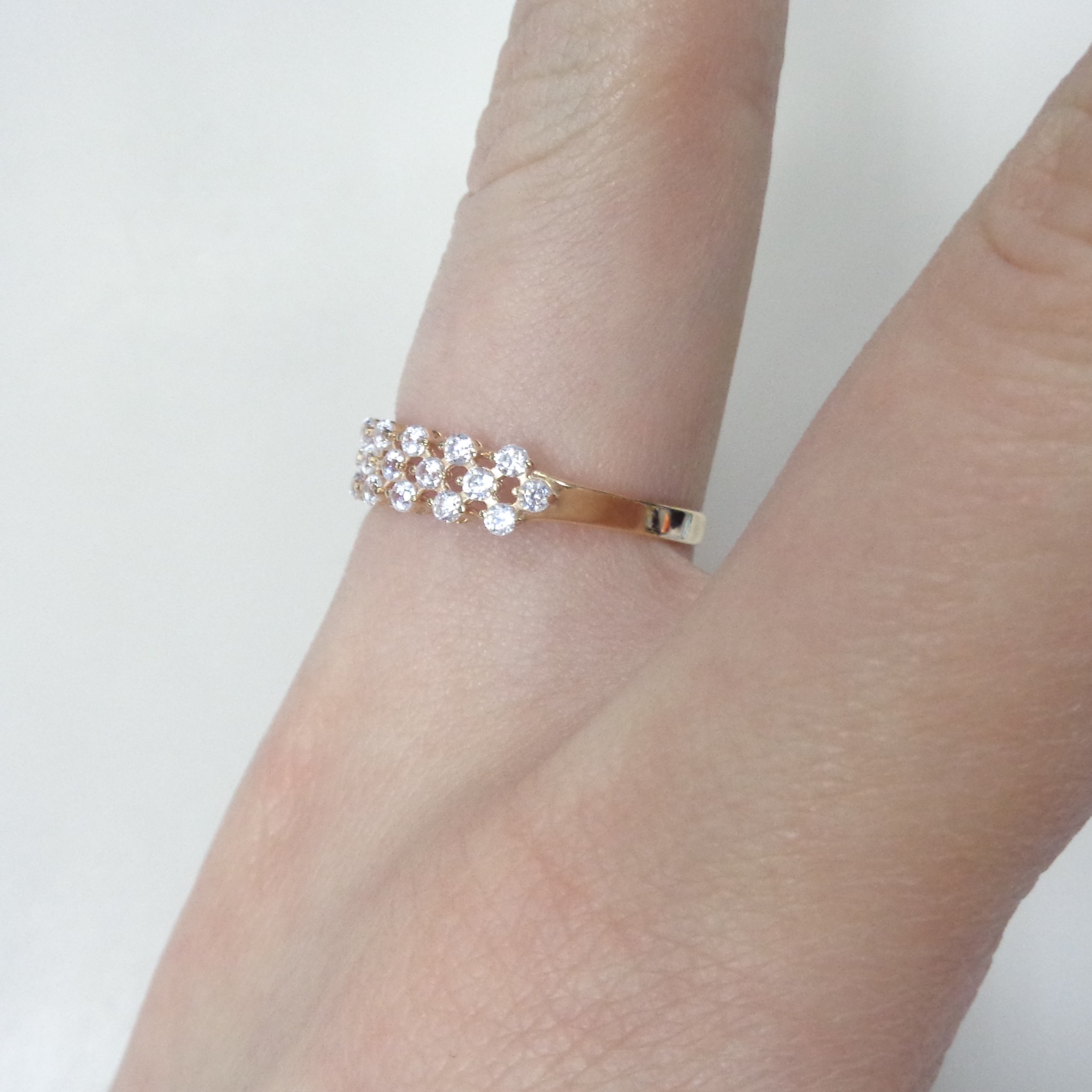 Золотое кольцо 585 пробы; вставки 25 Фианит бесцв.;